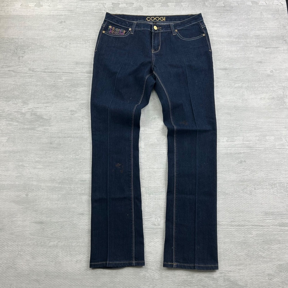 Vintage Y2K Coogi Jeans Size 11/12 Blue Dark Wash Denim Sequence Bedazzled Pants